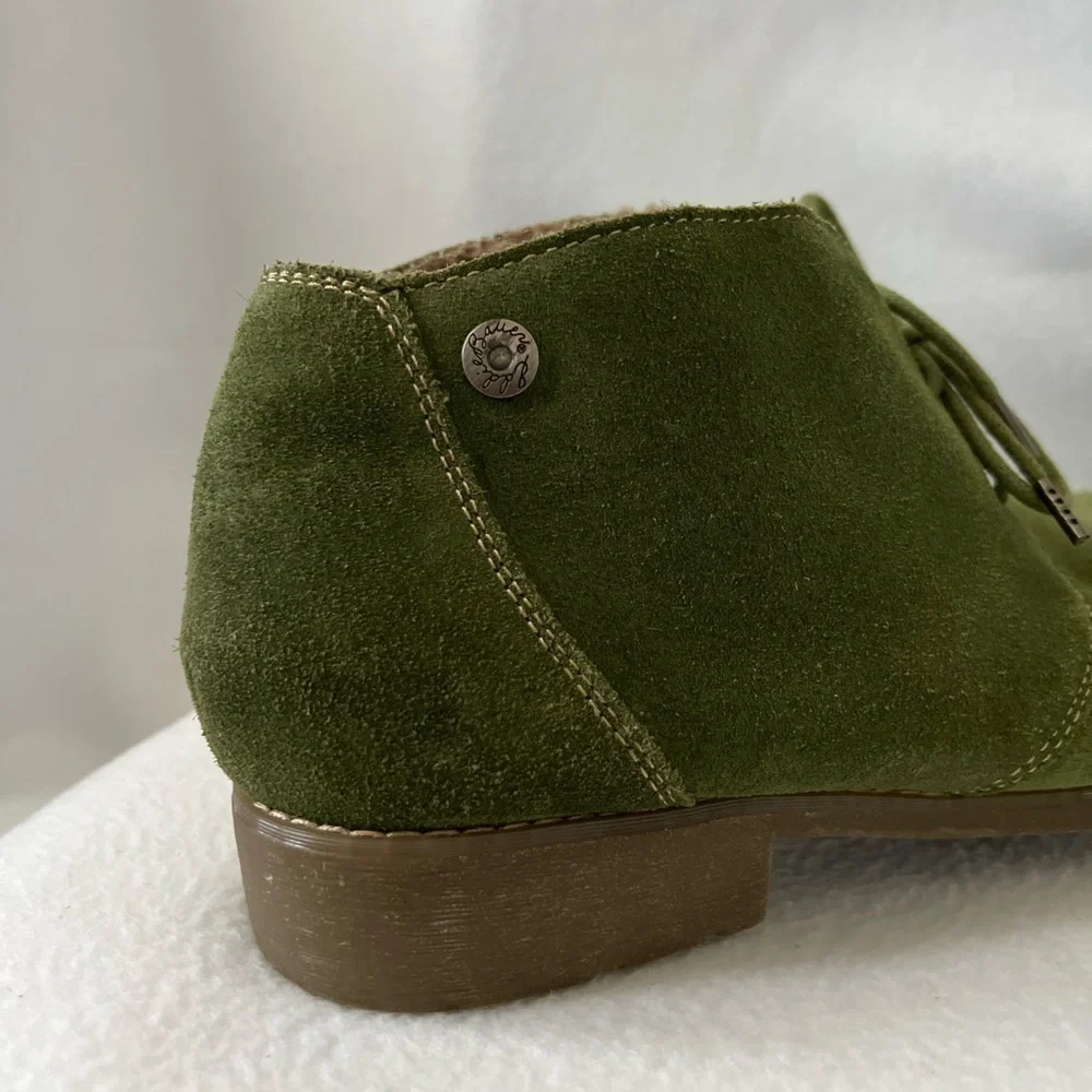 Eddie Bauer size 9 1/2 Green Suede Faux Fur Lining Ankle Boots